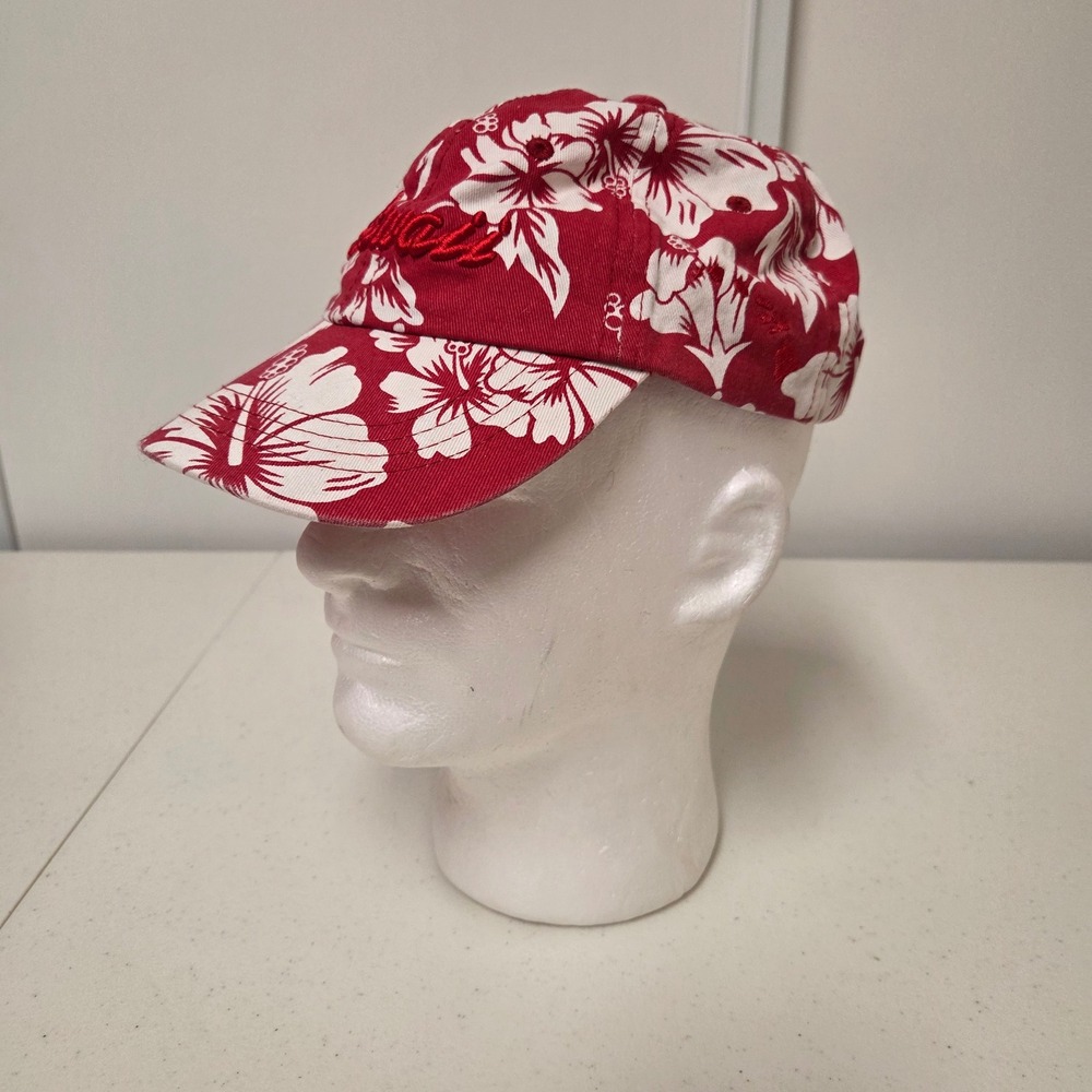 Dorfman Hat Co Kids Hawaii Hibiscus Floral Baseball Cap Red White Size 2-4